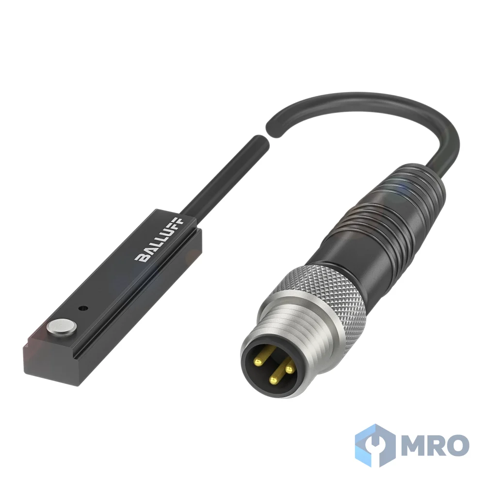Balluff BMF0072 เซนเซอร์แม่เหล็กสำหรับกระบอกลม Balluff BMF0072 (ร่อง T, PNP NO, สาย 0.3 ม. หัวต่อ M8)