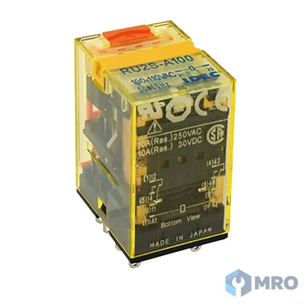 IDEC RU2S-D24 รีเลย์ IDEC RU2S-D24 คอยล์ 24VDC 2 คอนแทค 10A มีไฟ LED และปุ่มทดสอบ