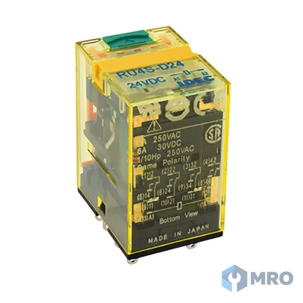 IDEC RU4S-C-D24 รีเลย์ IDEC RU4S-C-D24 คอยล์ 24VDC 4 คอนแทค 6A มีไฟ LED