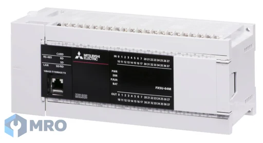 Mitsubishi Electric FX5U-64MR/ES PLC Mitsubishi FX5U-64MR/ES (64 จุด, อินพุต 32 / เอาต์พุตรีเลย์ 32, ไฟเลี้ยง 100–240 VAC)