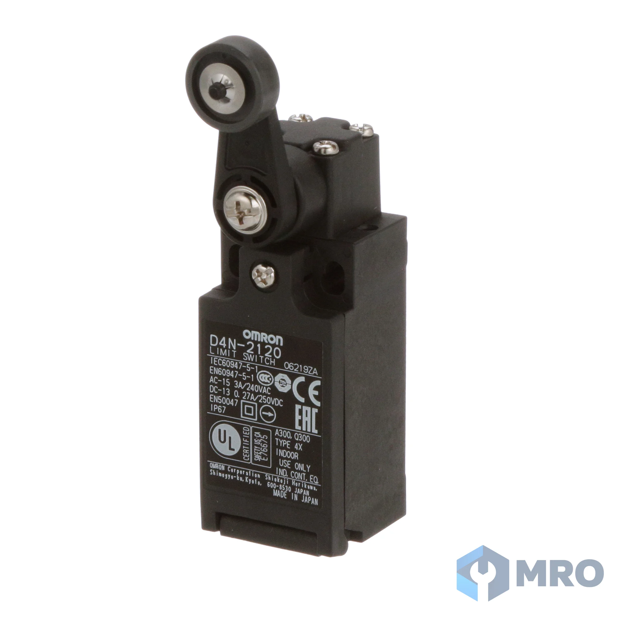 Omron D4N-2120 ลิมิตสวิตช์นิรภัย Omron D4N-2120 ก้านโยกล้อเรซิน (1NC/1NO สแนปแอคชั่น, เกลียว G1/2)