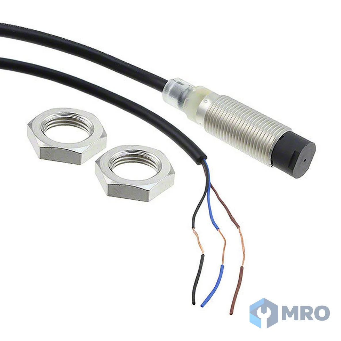 Omron E2B-M12KN08-WP-C1 2M พร็อกซิมิตี้เซนเซอร์ Omron E2B-M12KN08-WP-C1 (M12 หัวยื่น, ระยะ 8 มม., NPN NO, 10–30VDC, สาย 2 ม.)