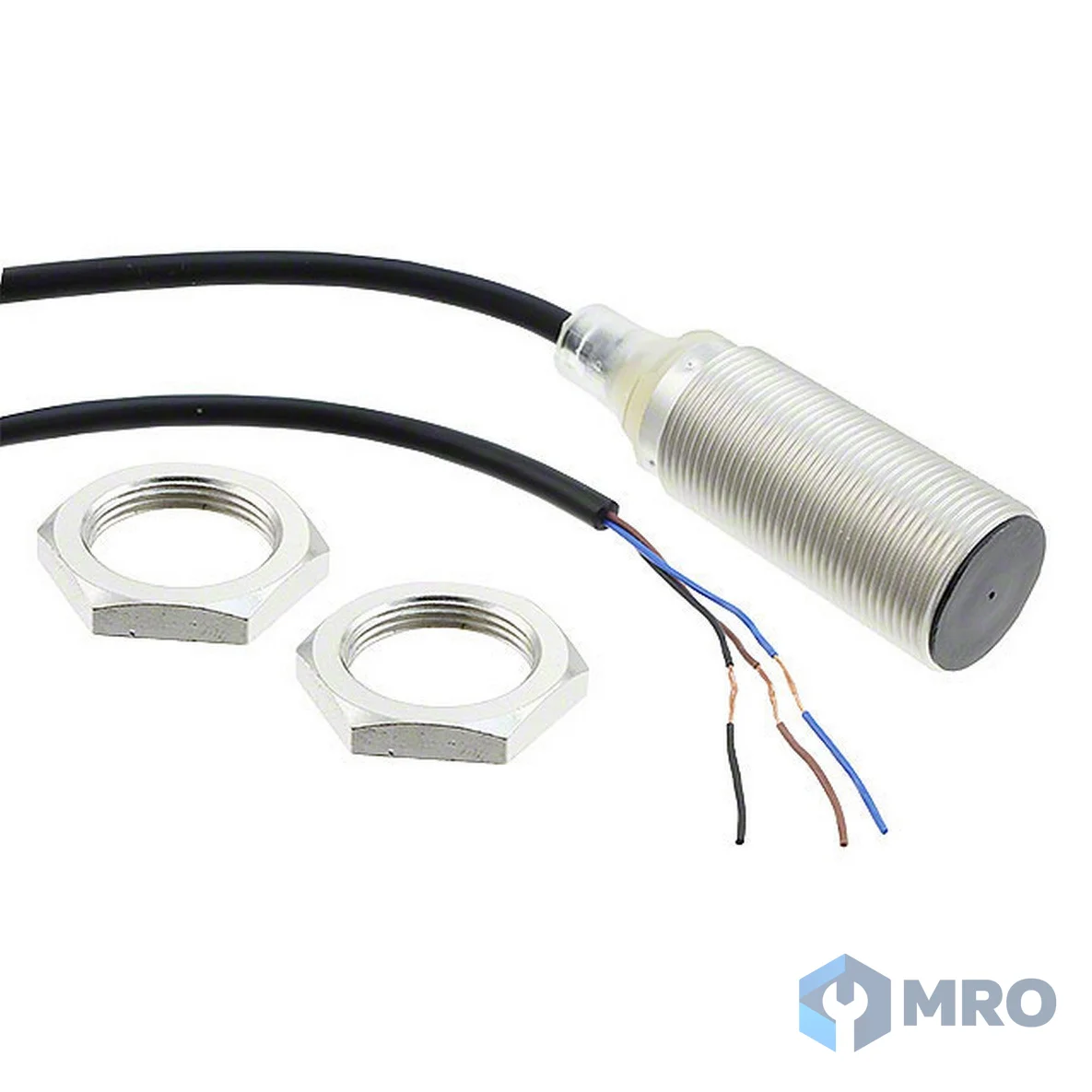 Omron E2B-M18KS08-WP-C1 2M พร็อกซิมิตี้เซนเซอร์ Omron E2B-M18KS08-WP-C1 (M18 ฝังเรียบ, ระยะ 8 มม., NPN NO, 10–30VDC, สาย 2 ม.)