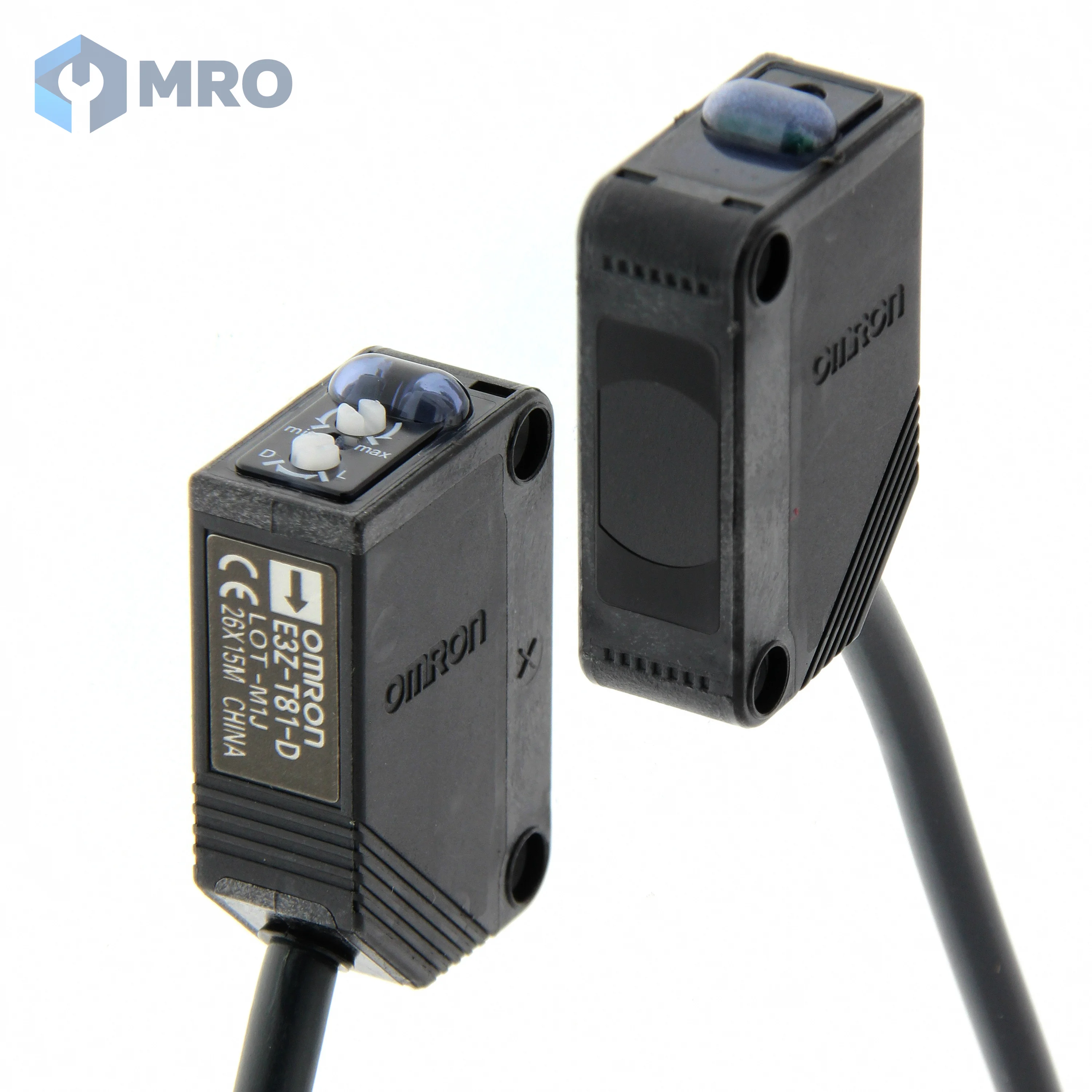 Omron E3Z-T81 2M เซนเซอร์ตาแมว Omron E3Z-T81 แบบลำแสงตรง (ระยะ 15 ม., PNP, 12–24VDC, สาย 2 ม., ชุดตัวส่ง+ตัวรับ)