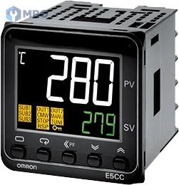 Omron E5CC-CX2ASM-800 เครื่องควบคุมอุณหภูมิ Omron E5CC-CX2ASM-800 (48x48 มม., เอาต์พุต 4–20mA, 2 อลาร์ม, 100–240VAC)