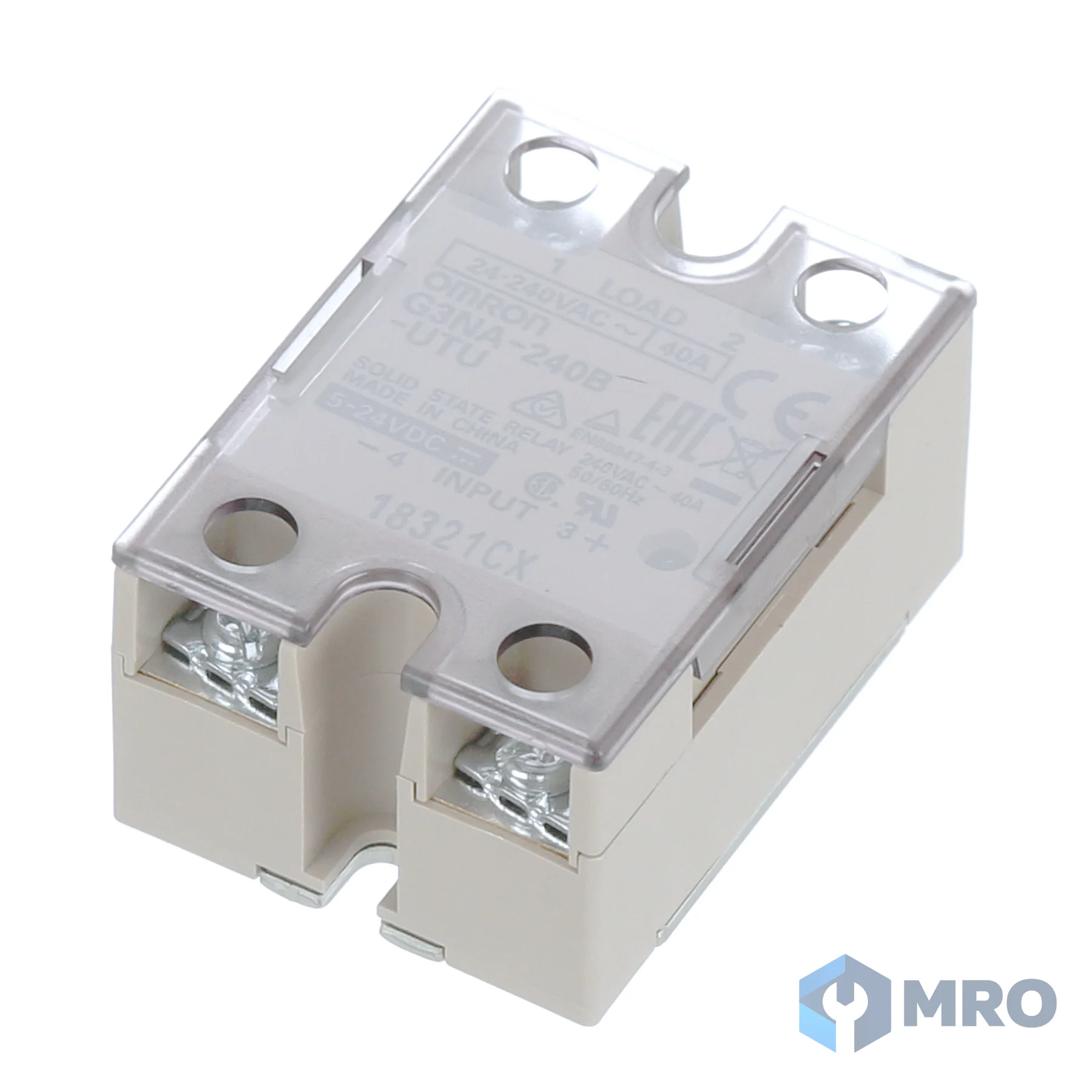 Omron G3NA-240B-UTU DC5-24 โซลิดสเตตรีเลย์ Omron G3NA-240B-UTU (40A, โหลด 24–240VAC, อินพุต 5–24VDC)