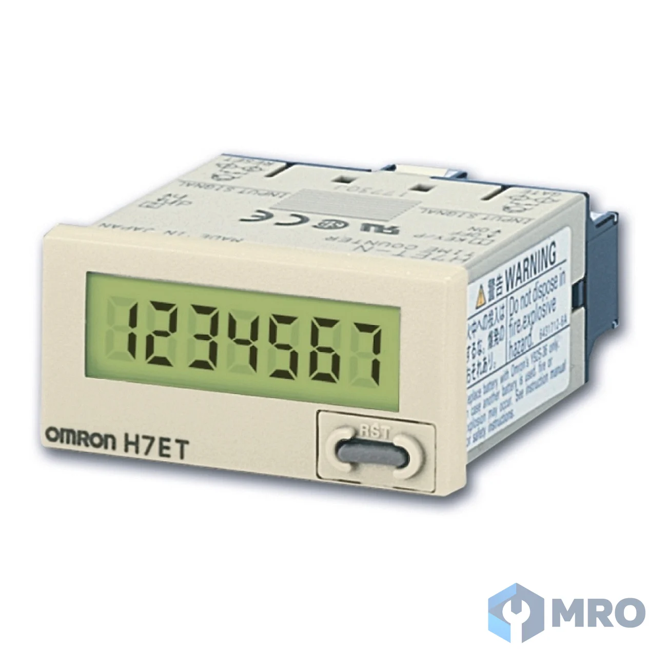Omron H7ET-N มิเตอร์นับชั่วโมงทำงาน Omron H7ET-N (7 หลัก, 48x24 มม., อินพุตหน้าสัมผัส, มีแบตในตัว)
