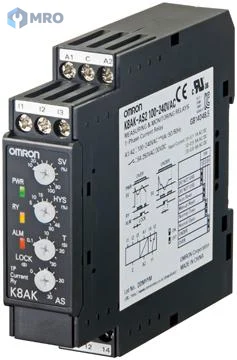 Omron K8AK-AS1 100-240VAC รีเลย์ตรวจจับกระแส 1 เฟส Omron K8AK-AS1 (2–500mA, ไฟเลี้ยง 100–240VAC, กว้าง 22.5 มม.)