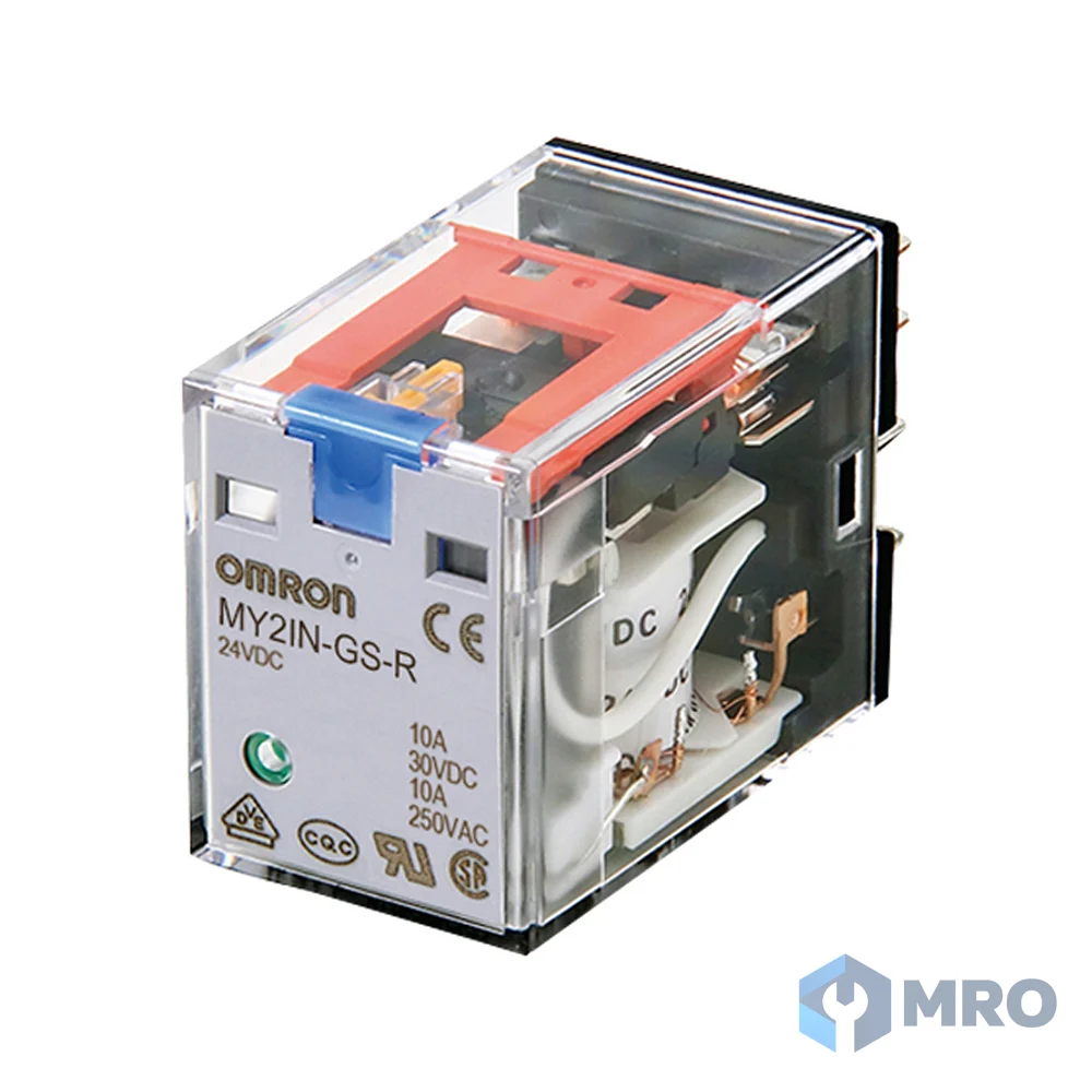 Omron MY2IN DC24 (S) รีเลย์ Omron MY2IN คอยล์ 24VDC 2 คอนแทค มีไฟ LED และปุ่มทดสอบ