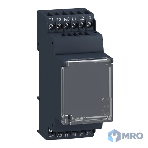 Schneider Electric RM35TM50MW รีเลย์ป้องกันเฟส + อุณหภูมิมอเตอร์ (PTC) Schneider RM35TM50MW (3 เฟส 208–480 VAC)
