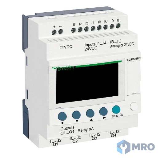 Schneider Electric SR2B121BD สมาร์ทรีเลย์ Schneider Zelio Logic SR2B121BD (12 I/O, 24 VDC, มีจอ)