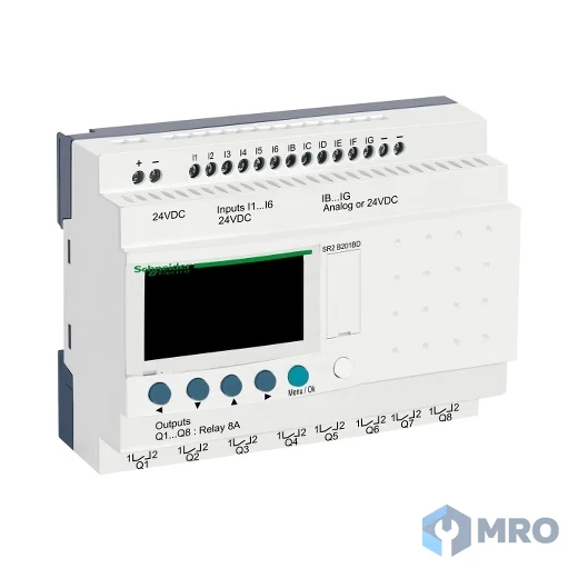 Schneider Electric SR2B201BD สมาร์ทรีเลย์ Schneider Zelio Logic SR2B201BD (20 I/O, 24 VDC, มีจอ)