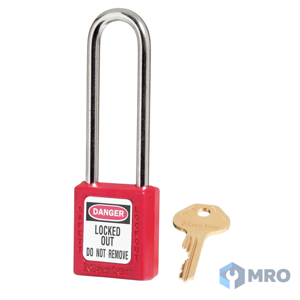 Master Lock 410LTRED แม่กุญแจนิรภัย Master Lock 410LTRED สีแดง (ห่วงยาว 76 มม., กุญแจไม่ซ้ำ)