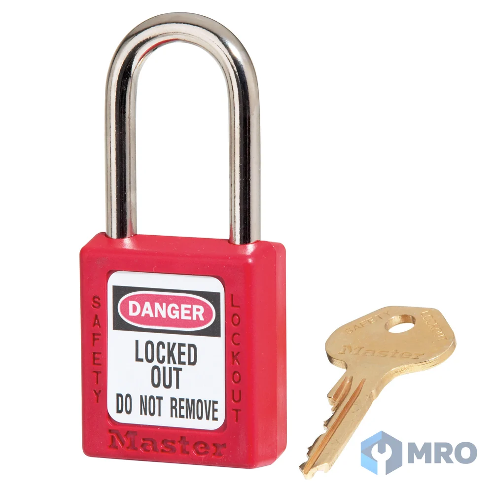 Master Lock 410RED แม่กุญแจนิรภัย Master Lock 410RED สีแดง (บอดี้ Zenex ห่วงเหล็ก 38 มม., กุญแจไม่ซ้ำ)