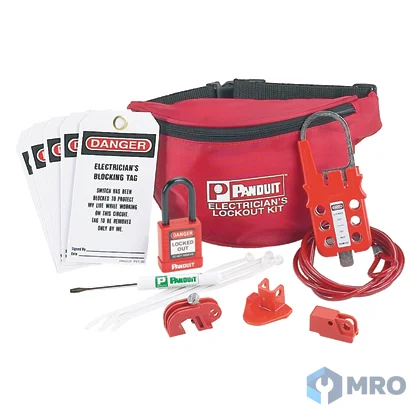 Panduit PSL-PK-EA ชุดล็อกเอาต์ส่วนบุคคลช่างไฟฟ้า Panduit PSL-PK-EA (กระเป๋าคาดเอว + แม่กุญแจ + ตัวล็อกเบรกเกอร์/สวิตช์/ปลั๊ก + ป้าย)