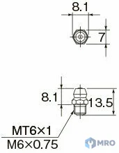 THK A-M6F หัวอัดจาระบี THK A-M6F (หัวตรง เกลียว M6x0.75)