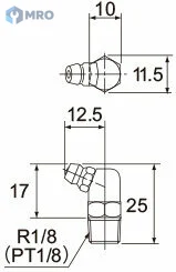 THK B-PT1/8 หัวอัดจาระบี THK B-PT1/8 (หัวงอ 67.5° เกลียว R1/8)
