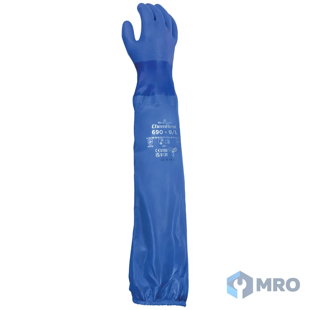 Showa 690 ถุงมือ PVC กันสารเคมี แขนยาว SHOWA 690 ไซซ์ L (คู่)