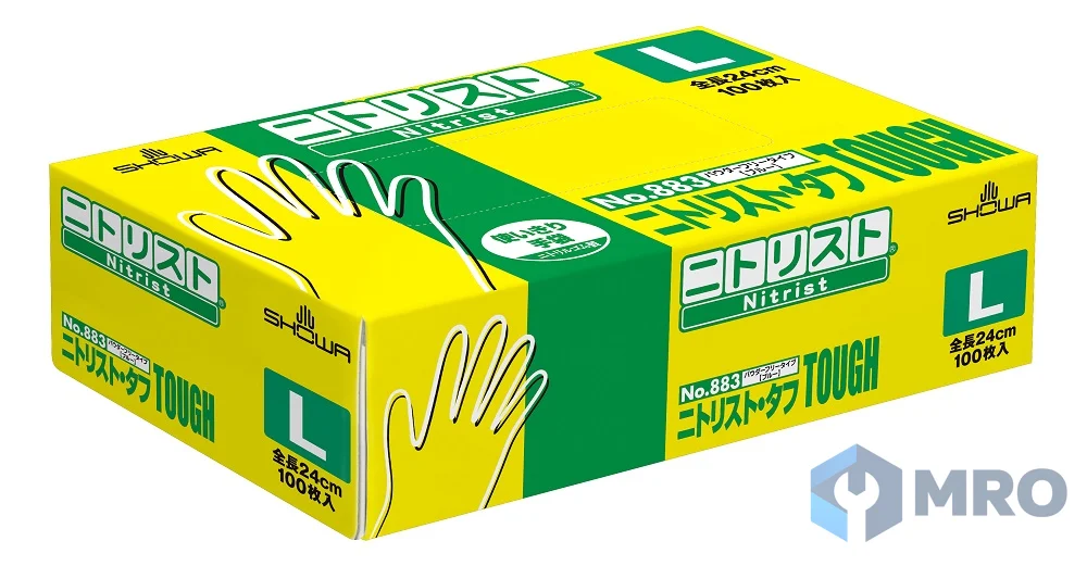 Showa NO883-M ถุงมือไนไตรล์ SHOWA Nitrist Tough No.883 ไซซ์ M (กล่อง 100 ชิ้น)
