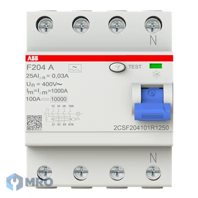 ABB 2CSF204101R1250 เบรกเกอร์กันดูด (RCCB) ABB F204 A 4P 25 A 30 mA
