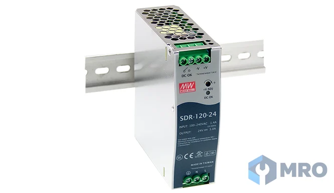 Mean Well SDR-120-24 พาวเวอร์ซัพพลาย 24 VDC 5 A 120 W แบบรางปีกนก (DIN rail) Mean Well SDR-120-24