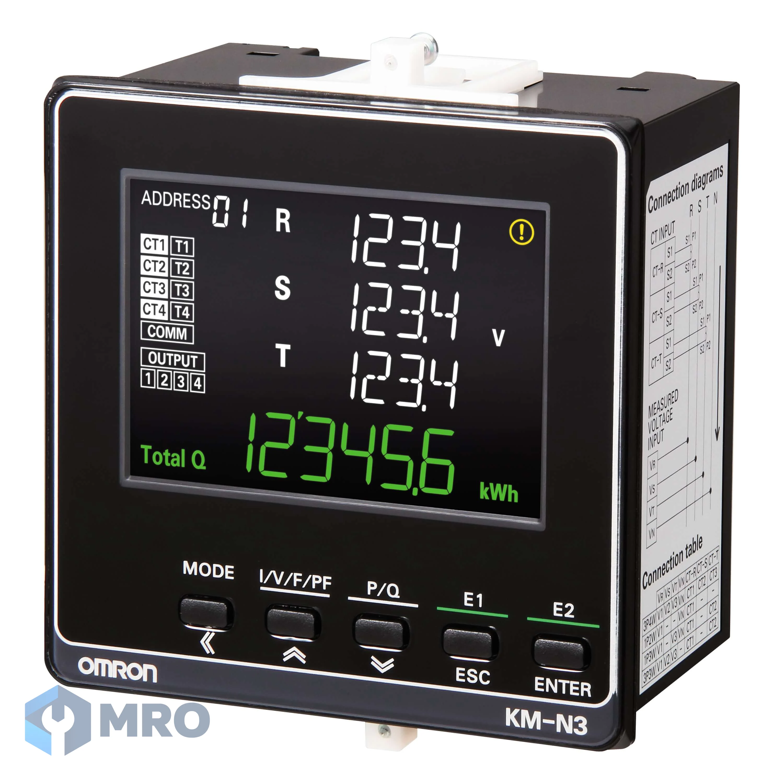Omron KM-N3-FLK พาวเวอร์มอนิเตอร์ Omron KM-N3-FLK แบบติดหน้าตู้ (ผ่าน CT 1/5 A, RS-485)