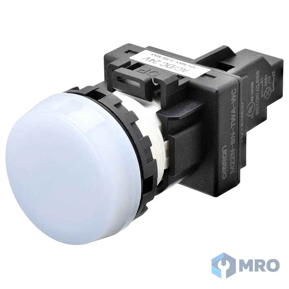 Omron M22N-BN-TWA-WE ไฟแสดงสถานะ (ไพล็อตแลมป์) 22 มม. Omron M22N-BN-TWA-WE LED สีขาว 220 VAC