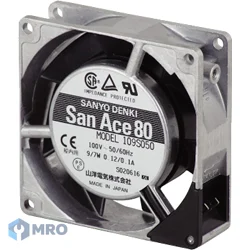 Sanyo Denki ST1-109S034 พัดลมระบายความร้อนตู้คอนโทรล AC Sanyo Denki 109S034 ชุดพร้อมสายไฟ+ตะแกรง (80 มม., 230VAC)