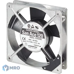 Sanyo Denki ST1-109S087 พัดลมระบายความร้อนตู้คอนโทรล AC Sanyo Denki 109S087 ชุดพร้อมสายไฟ+ตะแกรง (120 มม., 230VAC)