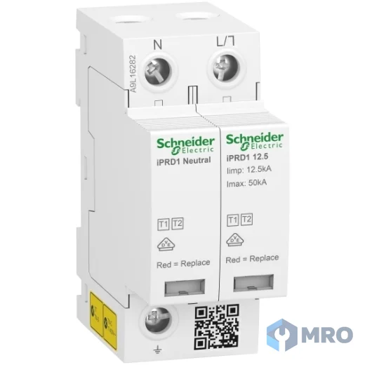 Schneider Electric A9L16282 อุปกรณ์ป้องกันไฟกระชาก (SPD) Schneider iPRD1 12.5 1P+N Type 1 + 2