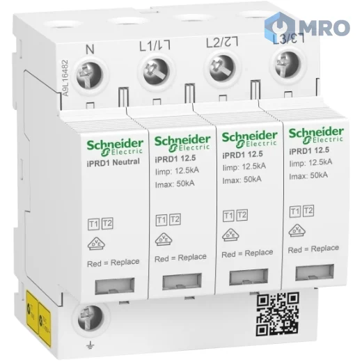 Schneider Electric A9L16482 อุปกรณ์ป้องกันไฟกระชาก (SPD) Schneider iPRD1 12.5 3P+N Type 1 + 2