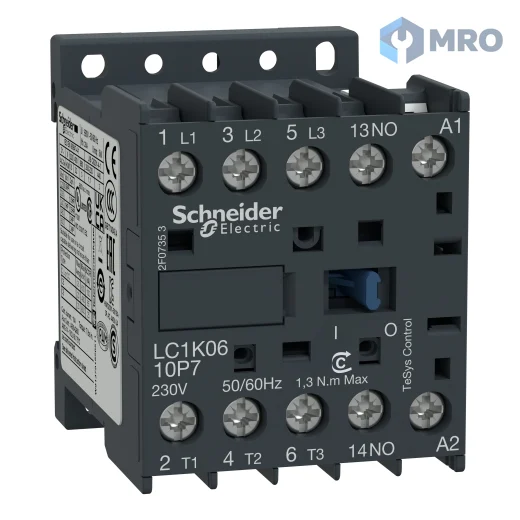 Schneider Electric LC1K0610M7 แมกเนติกคอนแทคเตอร์ Schneider TeSys K LC1K0610M7 6 A คอยล์ 220 VAC (มอเตอร์ 2.2 kW 380 V)