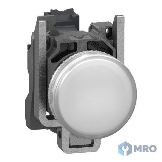 Schneider Electric XB4BVB1 ไฟแสดงสถานะ (ไพล็อตแลมป์) 22 มม. Schneider XB4BVB1 LED สีขาว 24 V AC/DC ขอบโลหะ