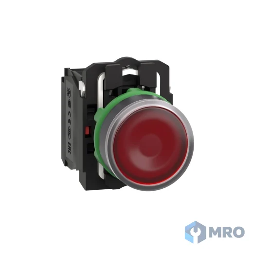 Schneider Electric XB5AW34B5 สวิตช์ปุ่มกดมีไฟ 22 มม. Schneider XB5AW34B5 สีแดง LED 24 V AC/DC 1NO+1NC