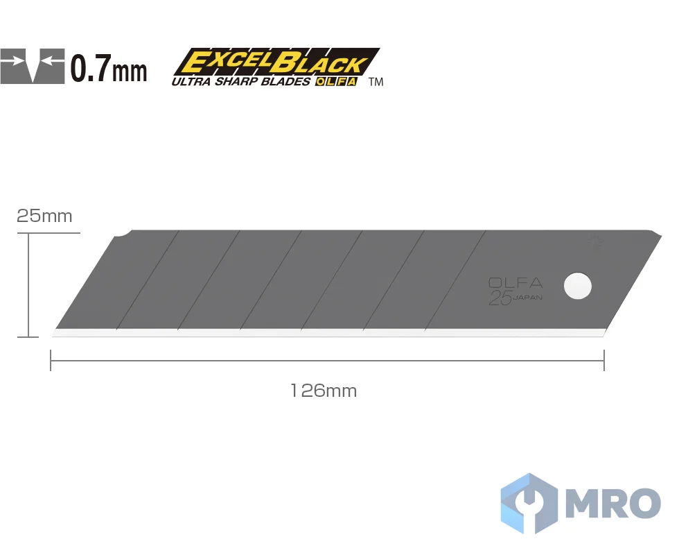 OLFA HBB-5B ใบมีดคัตเตอร์งานหนัก OLFA HBB-5B 25 มม. สีดำ (5 ใบ)