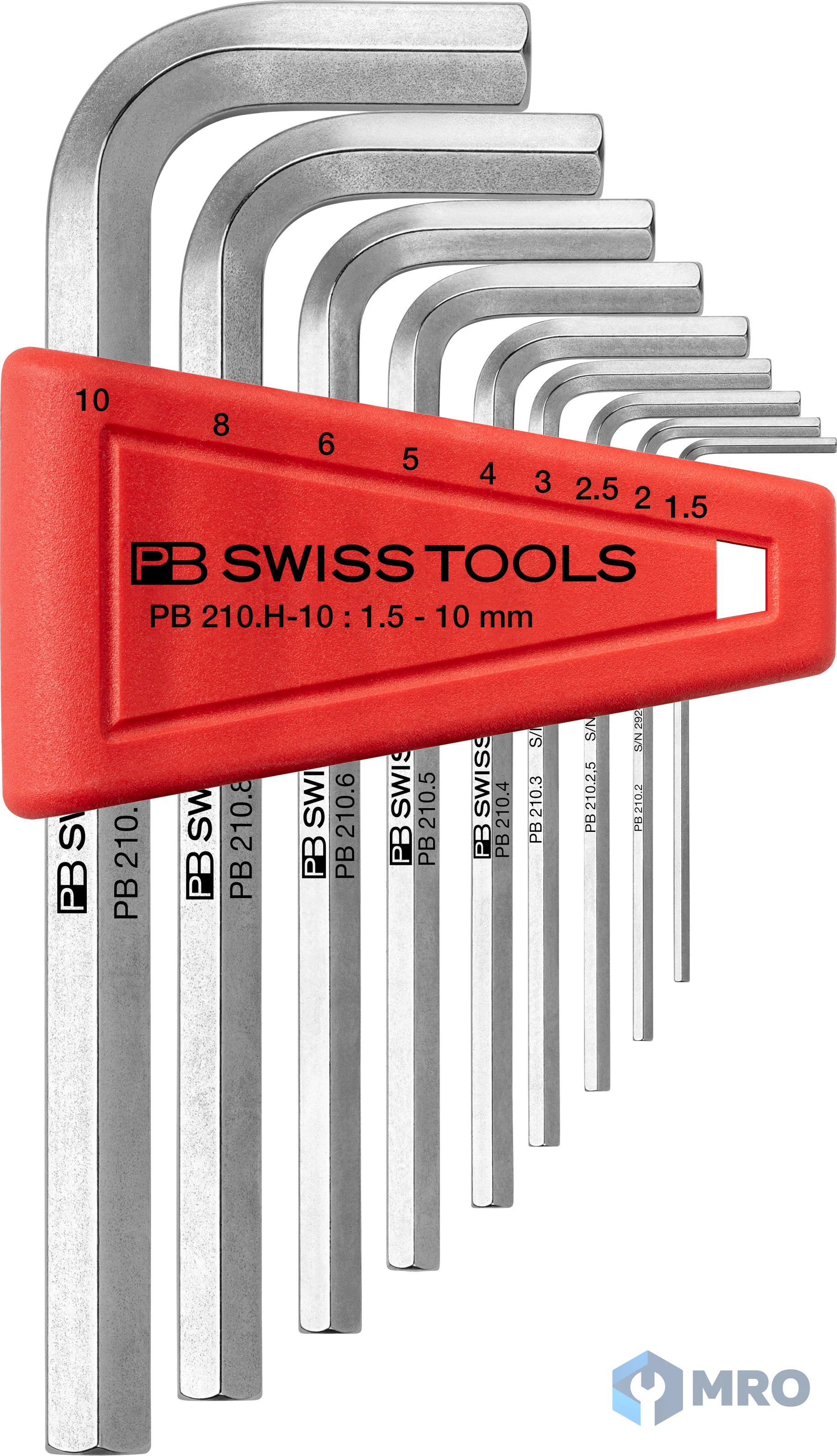PB SWISS TOOLS 210.H-10 ชุดประแจหกเหลี่ยม PB Swiss 210.H-10 ขนาด 1.5–10 มม. พร้อมที่เก็บ
