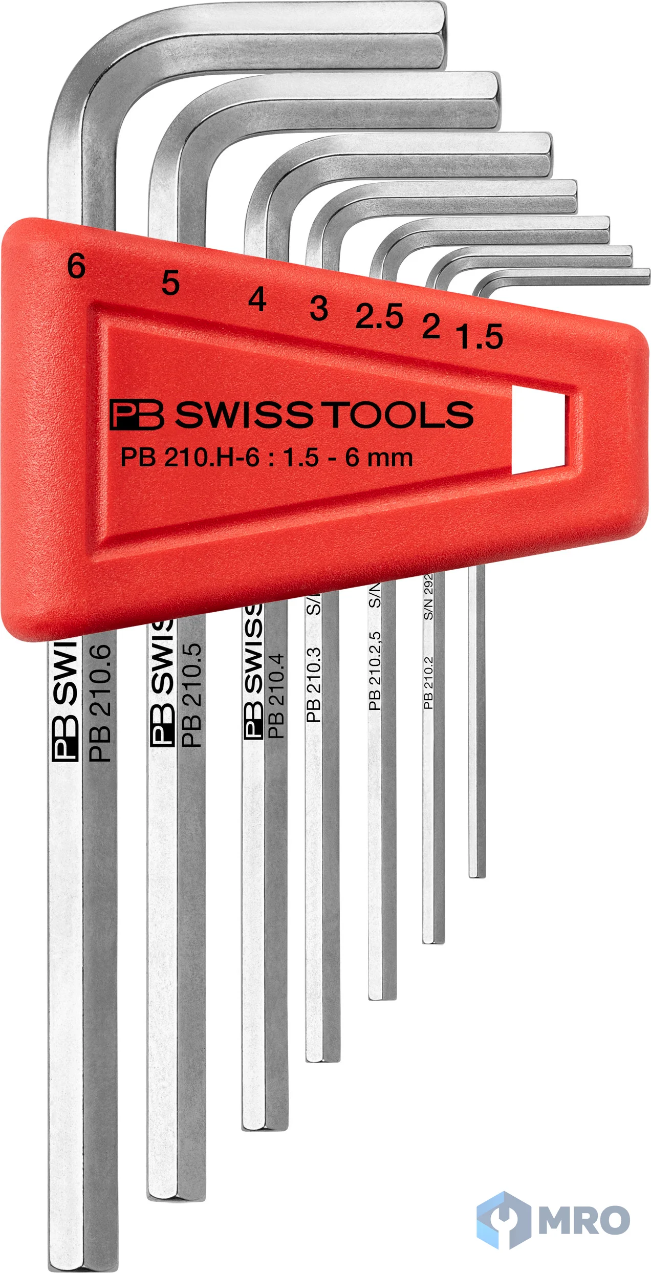 PB SWISS TOOLS 210.H-6 ชุดประแจหกเหลี่ยม PB Swiss 210.H-6 ขนาด 1.5–6 มม. พร้อมที่เก็บ