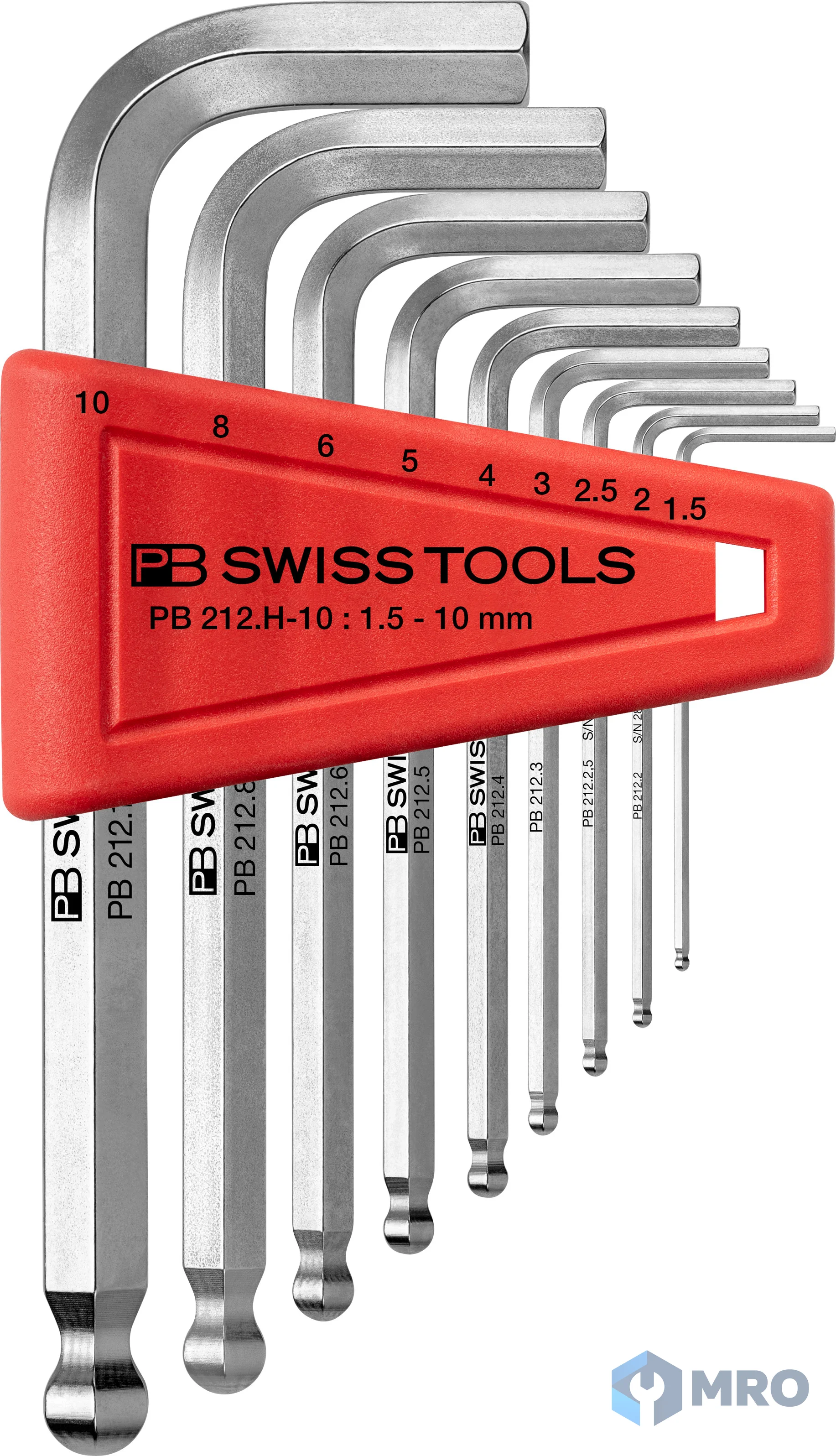 PB SWISS TOOLS 212.H-10 ชุดประแจหกเหลี่ยมหัวบอล PB Swiss 212.H-10 ขนาด 1.5–10 มม.