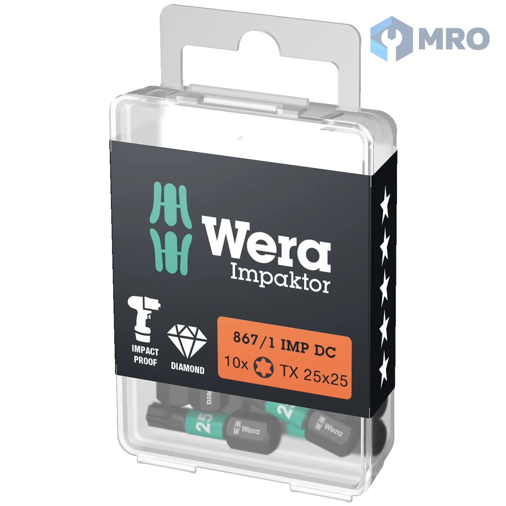 WERA 05057625001 ดอกไขควงกระแทก WERA Impaktor ทอร์กซ์ TX25 ยาว 25 มม. (แพ็ก 10 ดอก)