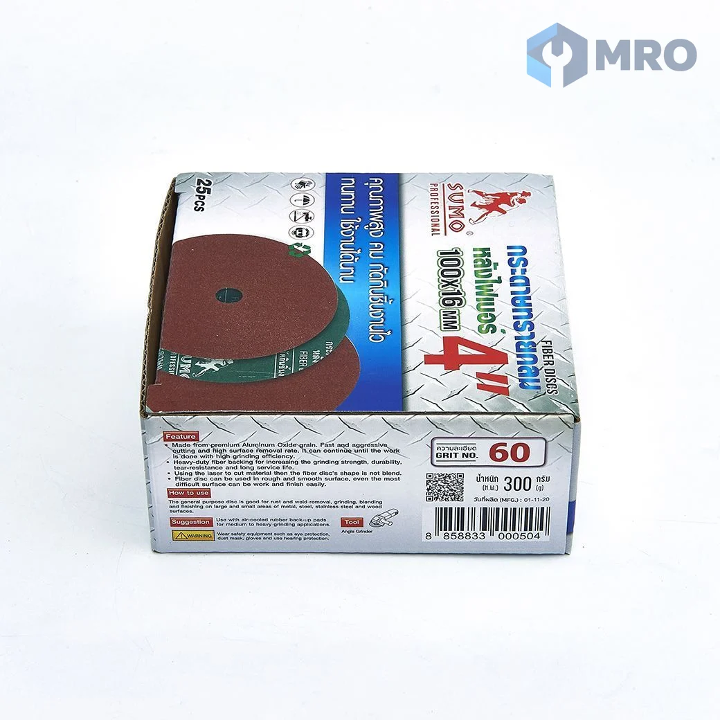 SUMO SPX-000022 กระดาษทรายกลม SUMO 4 นิ้ว #60 (กล่อง 25 ใบ)