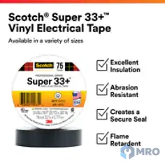 3M Scotch Super 33+ 19mm x 20m เทปพันสายไฟ 3M Scotch Super 33+ สีดำ กว้าง 19 มม. ยาว 20 ม.