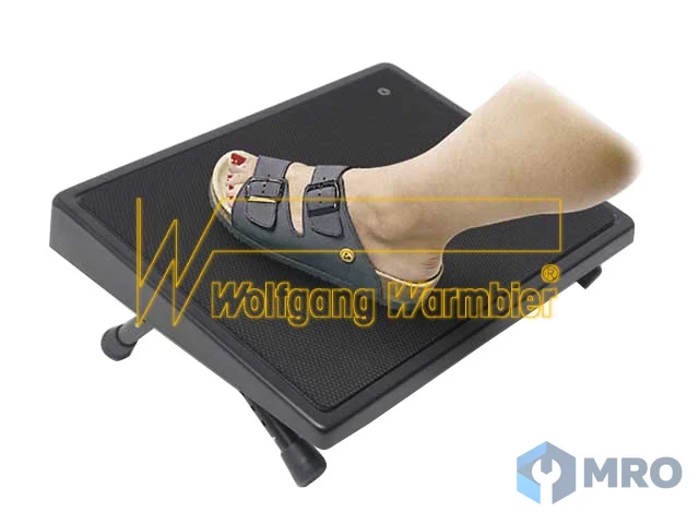Warmbier 1740.FS foot rest, black, adjustable, ground cord with 10 mm snap