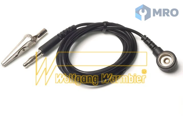 Warmbier 2250.756 Grounding cord, 1,5 m long, 10 mm snap / banana plug