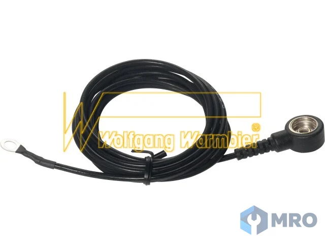 Warmbier 2250.758.1 grounding cord, 0,75 m long, 10 mm snap/4mm ring terminal