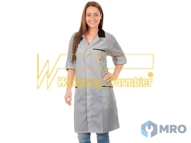Warmbier 2618.AM160.G.2XL smock AM160, grey, size 2XL black collar & applications