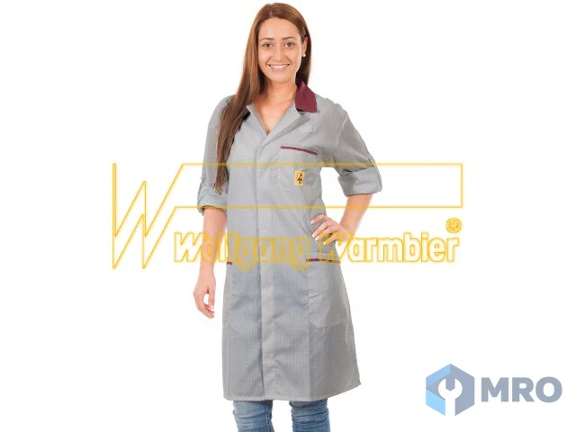 Warmbier 2618.AM160.G.BX.2XL smock AM160, grey, size 2XL bordeaux collar&applications