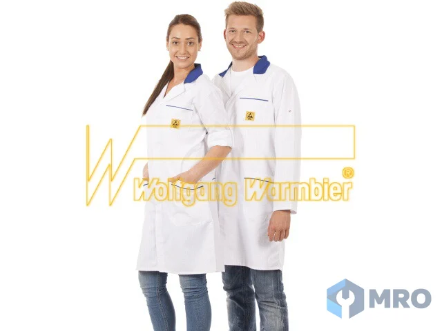 Warmbier 2618.AM160.W.L standard smock white,size L with blue collar&applications