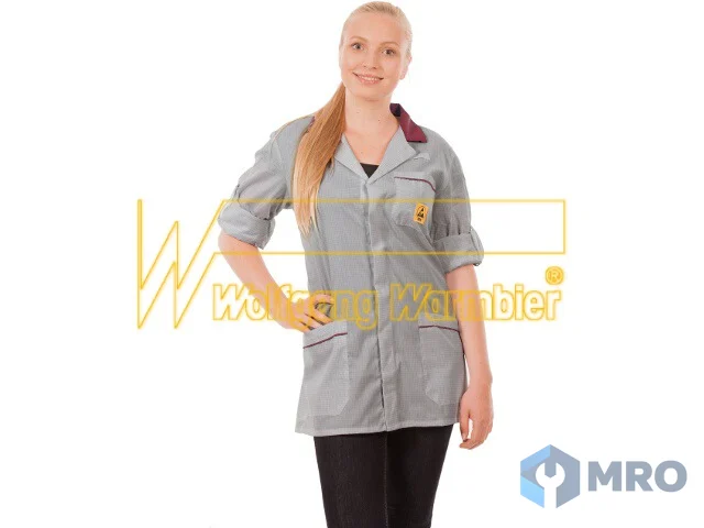 Warmbier 2660.KL160.G.BX.XS short smock AM160, grey, long sleeve, bordeaux collar, size XS