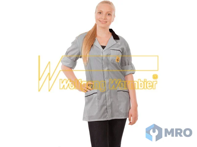 Warmbier 2660.KL160.G.L short smock AM160, grey, long sleeve, black collar, size L