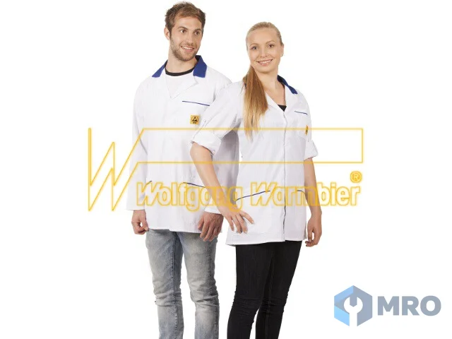 Warmbier 2660.KL160.W.2XL short smock AM160, white, long sleeve, blue collar, size XXL